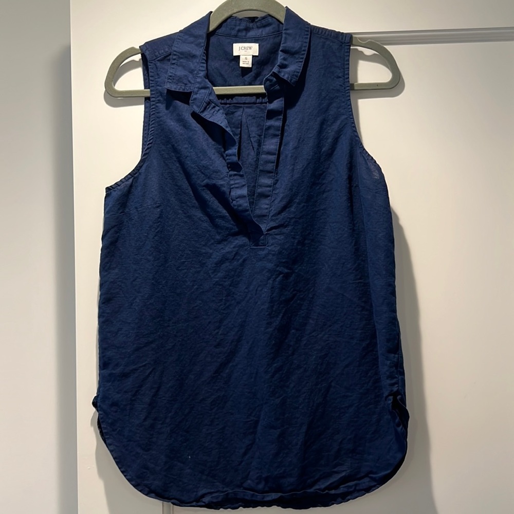 J.Crew Navy Linen Sleeveless Top